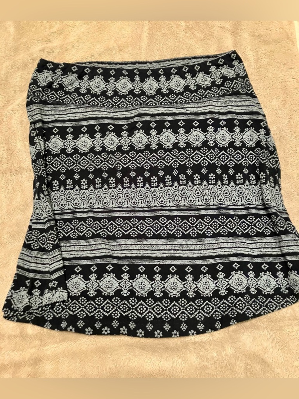 Aventura Navy & Light Blue A-Line Patterned Skirt, M